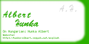 albert hunka business card
